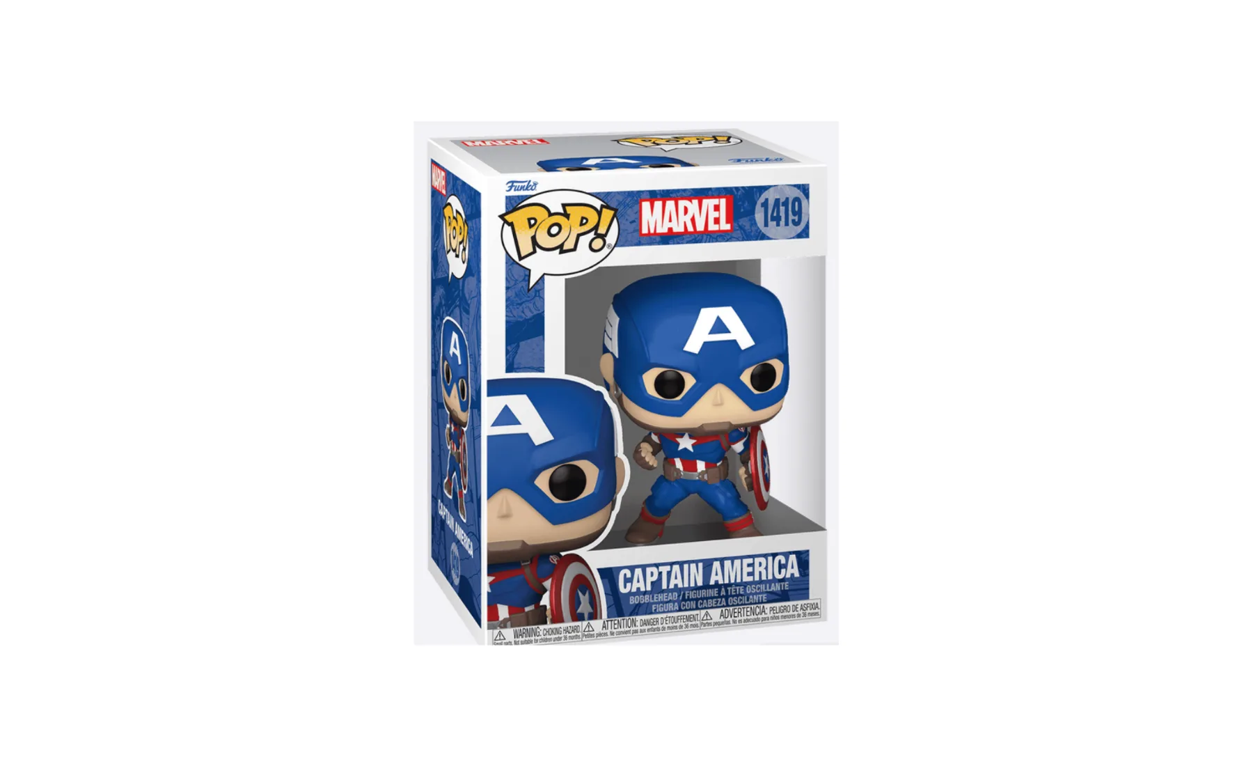 Funko Pop! Marvel Captain America 1419 collectible figure, an example of a collectible available to win on BidSlam